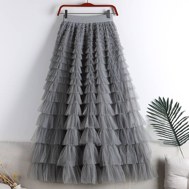 Mesh Tiered Skirt