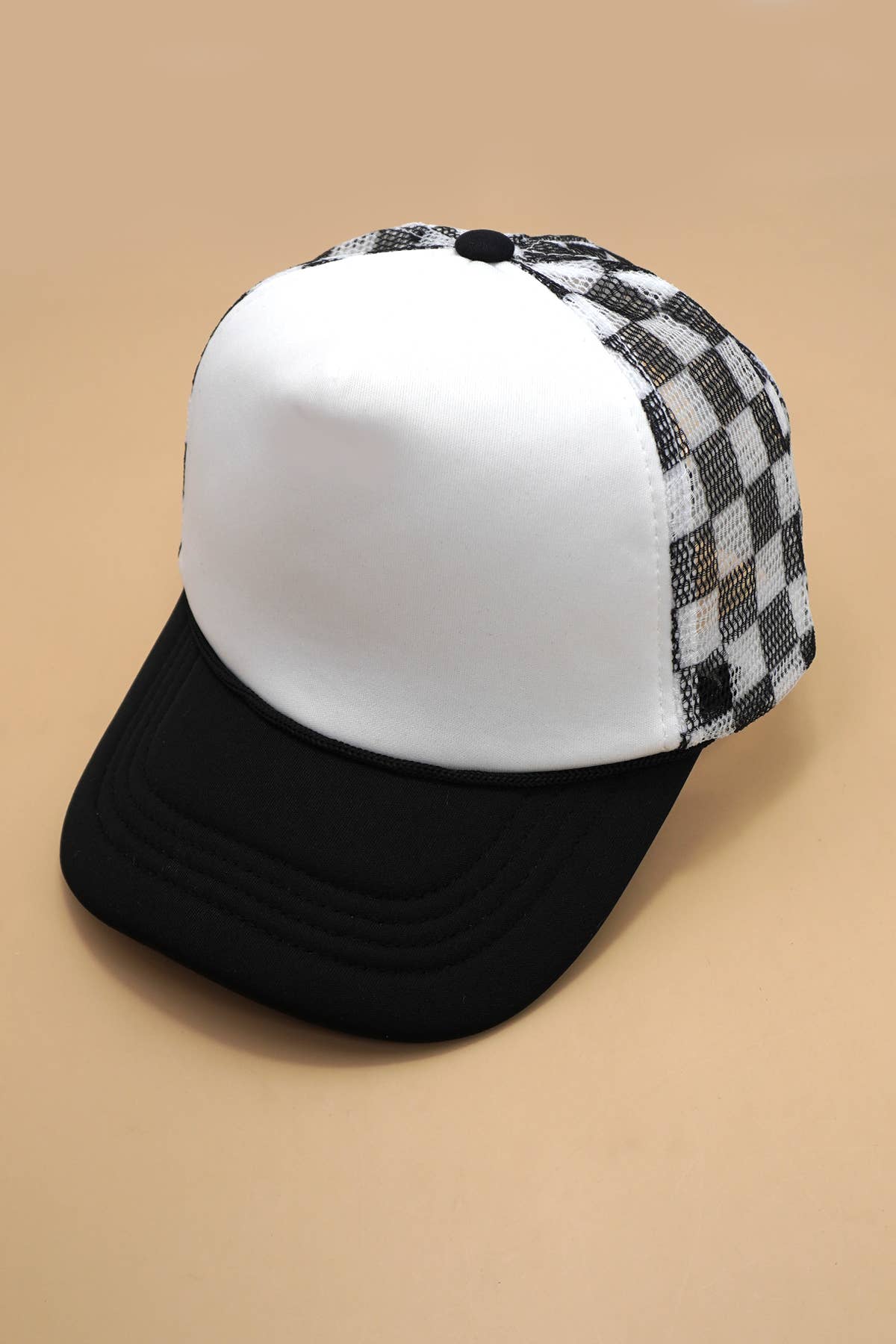 TRUCKER HAT CHECKER FOAM FRONT MESH BACK CAP