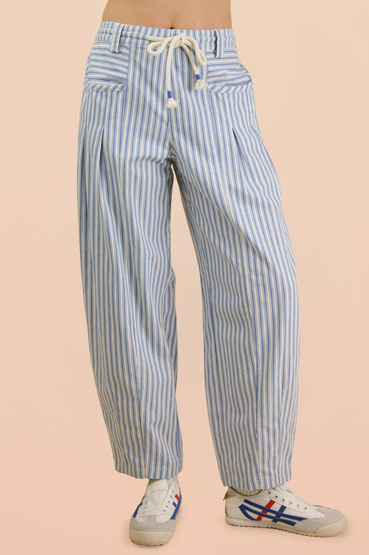 JEAN Striped Barrel Denim Pants