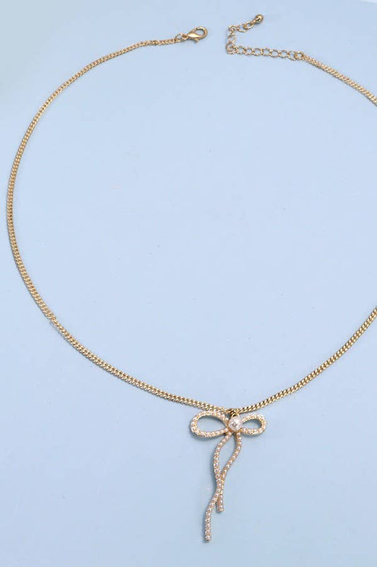 Pearl Bow Pendant Necklace