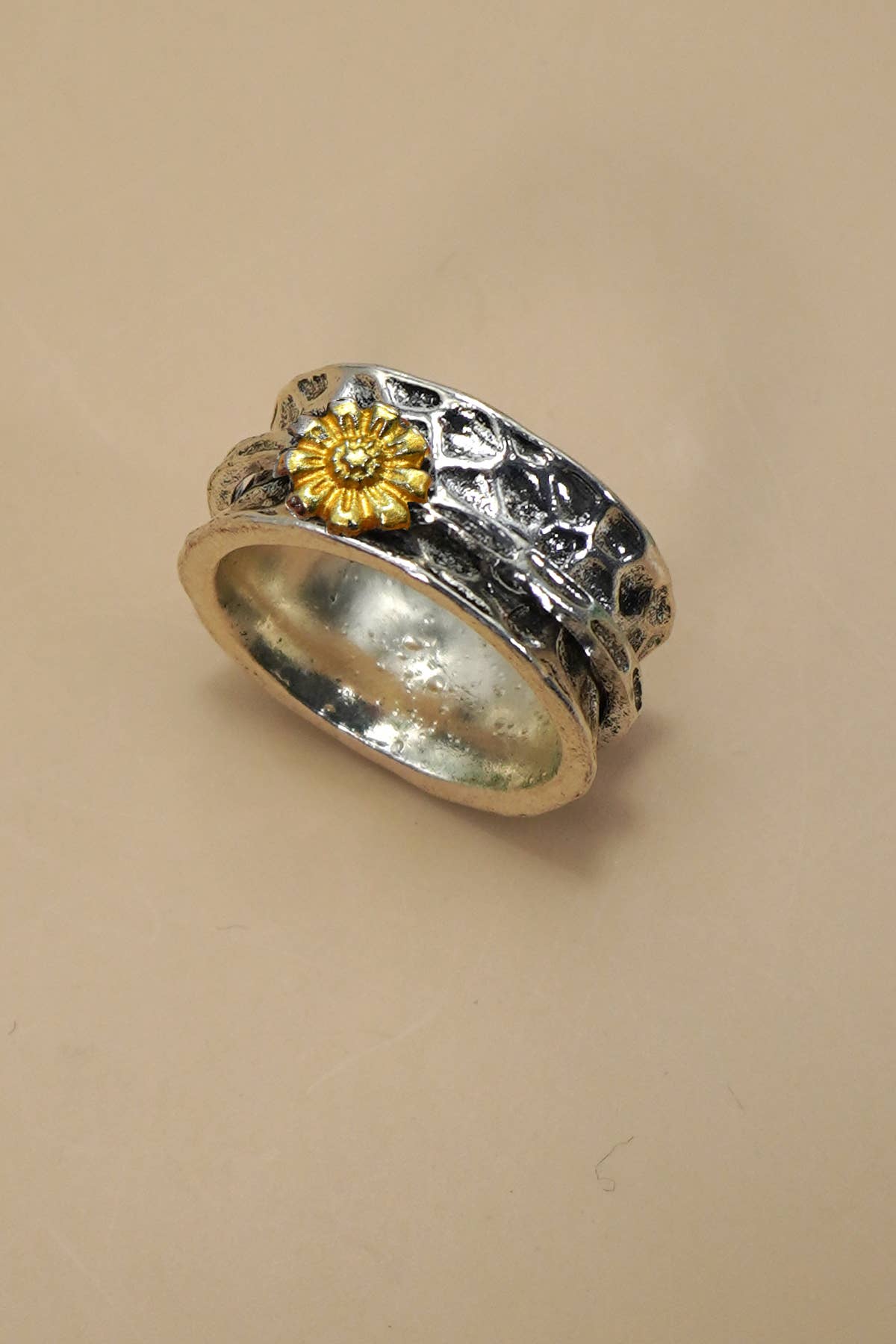 VINTAGE BOHO  TWO TONE SUNFLOWER STATEMENT RING