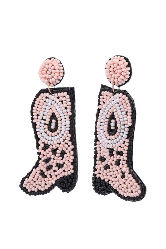 Western Cowboy Boots Beaded Drop Earrings