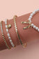 BOW PEARL RHINESTONE BAR STRETCH BANGLE SET