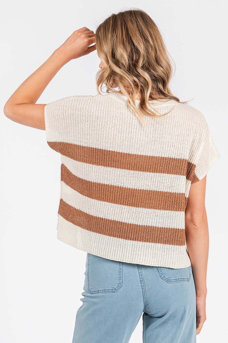 Striped Short Sleeve Sweater