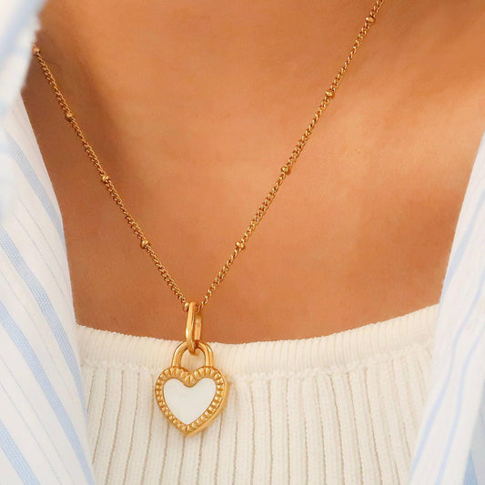 Double-Sided Black & White Heart Necklace