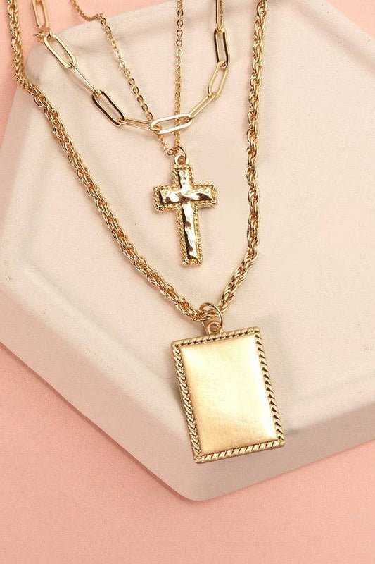 Boho Cross Multi-Layer Necklace