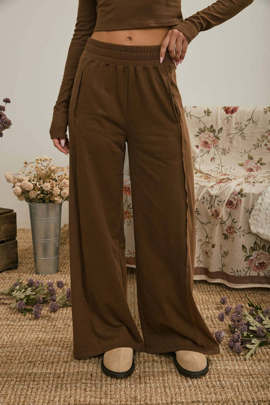 ELASTIC WAIST SIDE PANEL KNIT LOUNGE PANTS
