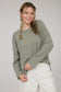OLIVE RIBBED LONG SLEEVE KNIT TOP