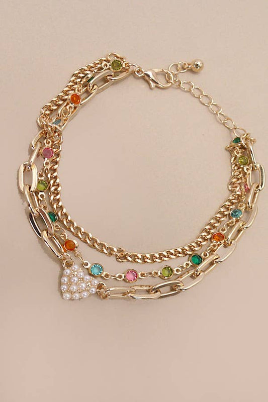 Pearl Heart Multi-Layer Bracelet