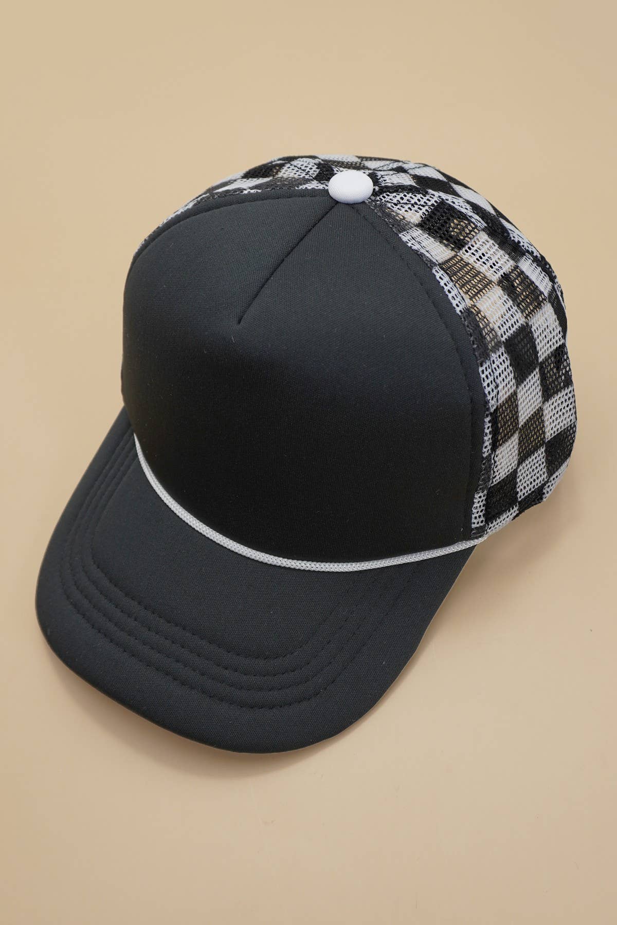 TRUCKER HAT CHECKER FOAM FRONT MESH BACK CAP