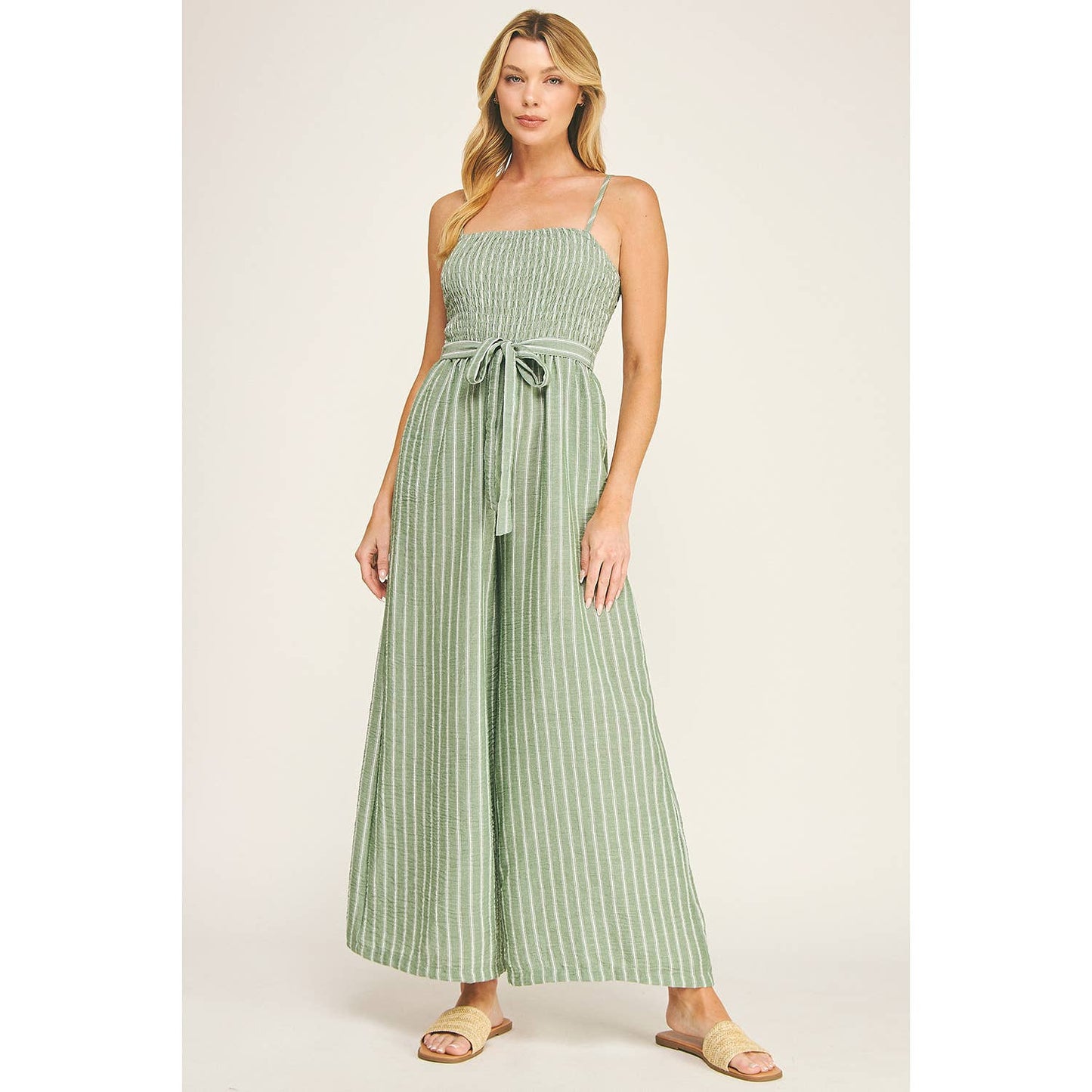 Coastal Stripe Smocked Jumpsuit