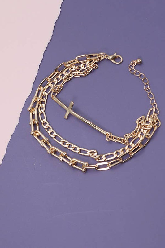 Triple Multi Bracelet with Cross