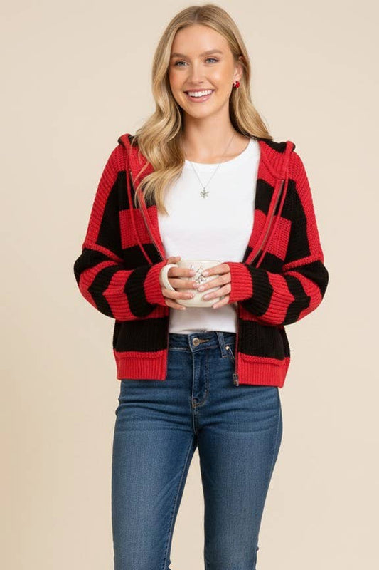 Zip Up Cable Knit Hoodie