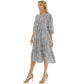 STRIPE FLORAL PEASANT MIDI DRESS