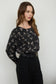 BOW PATTERN ROUND NECK LONG SLEEVE BLOUSE