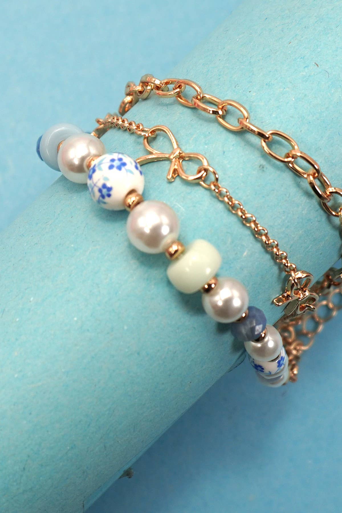 Ceramic Porcelain Pearl Bow Bracelet