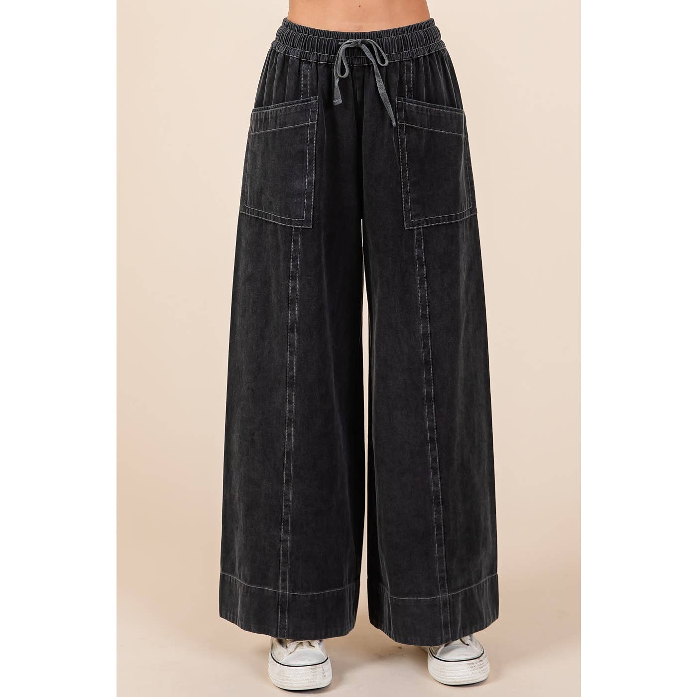 Mineral Wash Wide Leg Pants