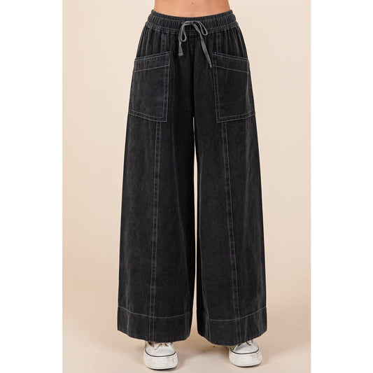 Mineral Wash Wide Leg Pants