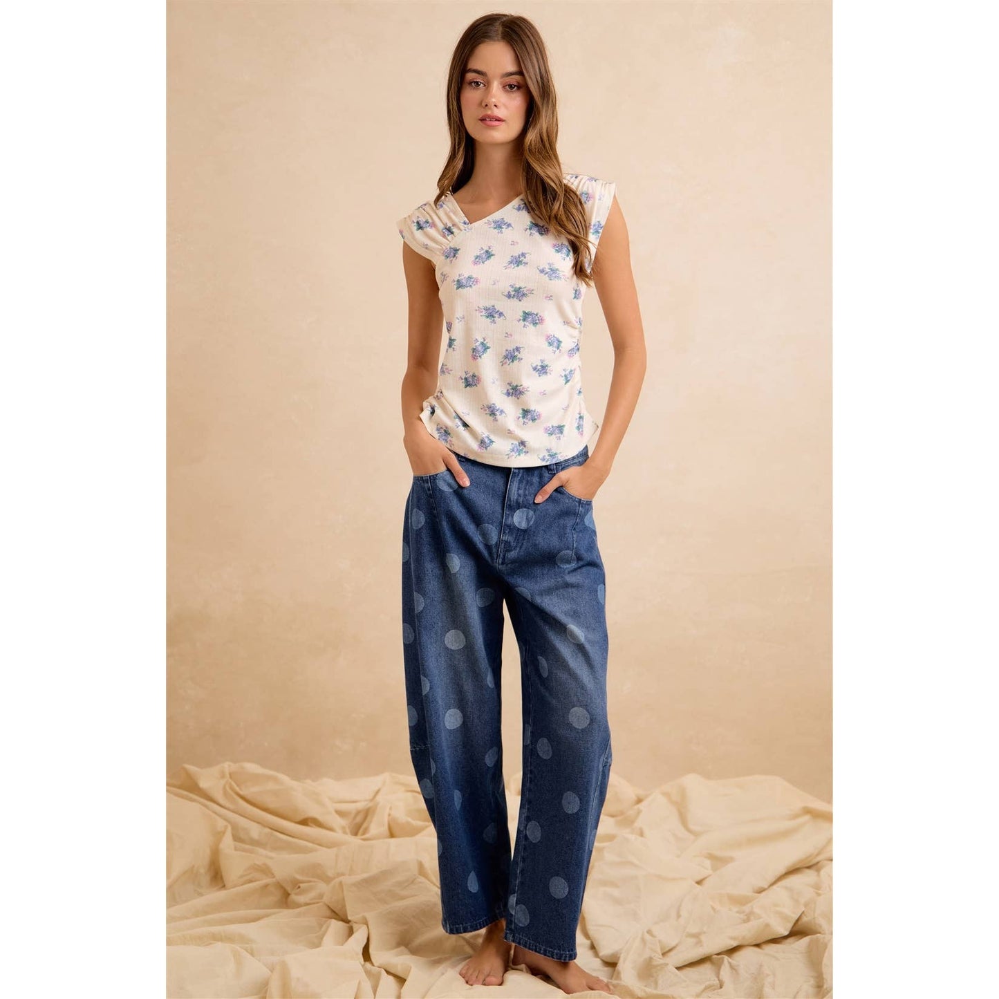 Polka Dot Barrel Jeans