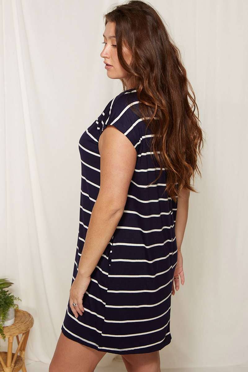 Curvy Stripe Tee Dress