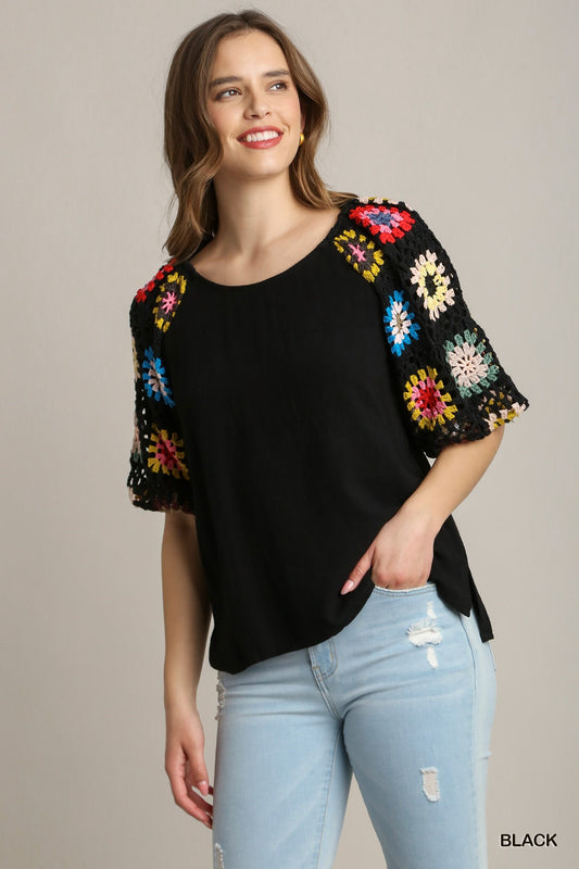 Breeze Crochet Linen Blouse