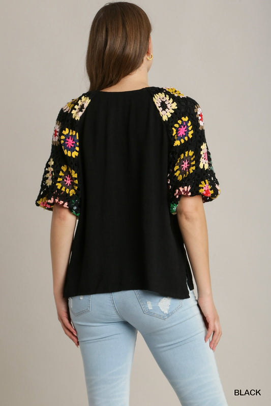 Breeze Crochet Linen Blouse