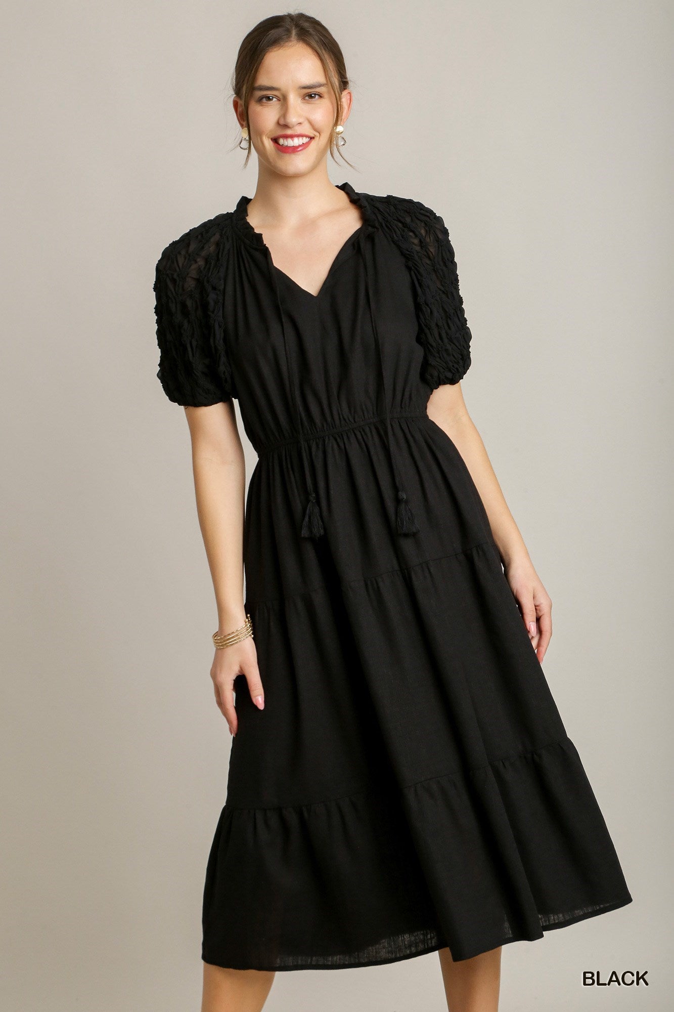 Midnight Linen Tie Dress