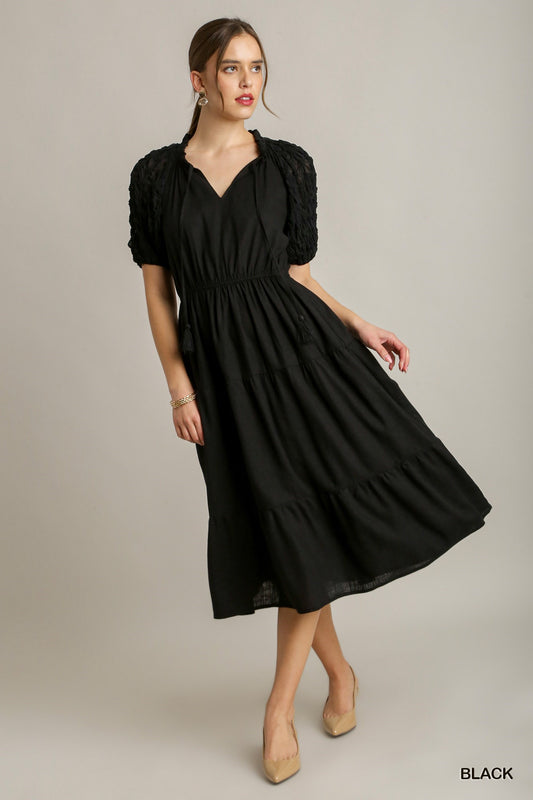 Midnight Linen Tie Dress