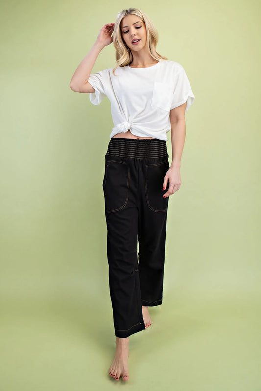 Black Elastic Waistband Pants