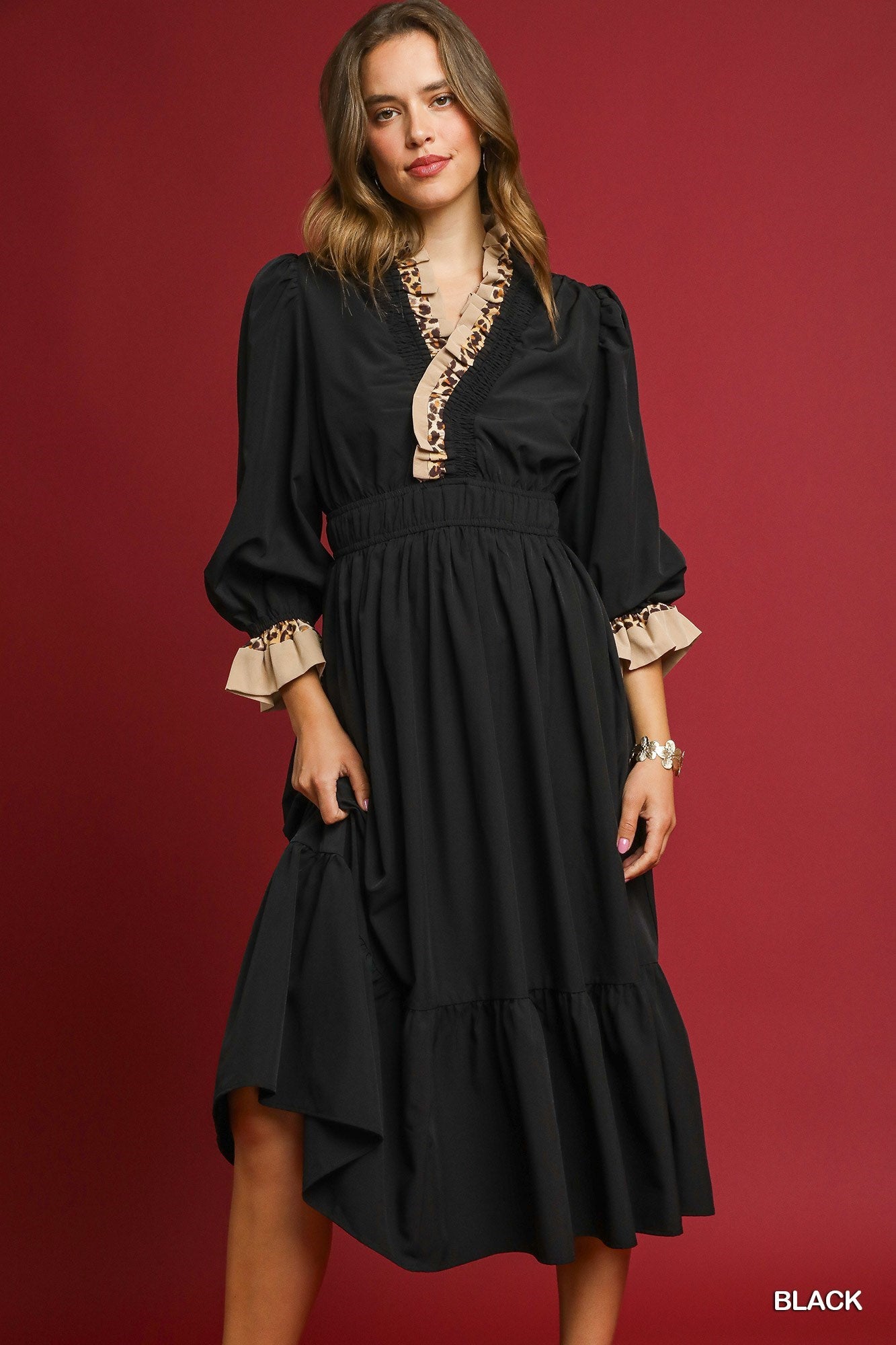 Camille Leopard Accent Dress