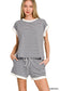 Stripe Contrast Trim Top & Shorts Set