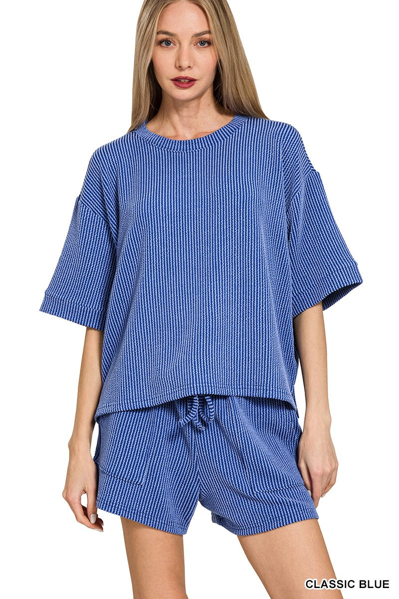 Raised Rib Short Sleeve Tee & Short Pants Set