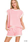 Stripe Contrast Trim Top & Shorts Set