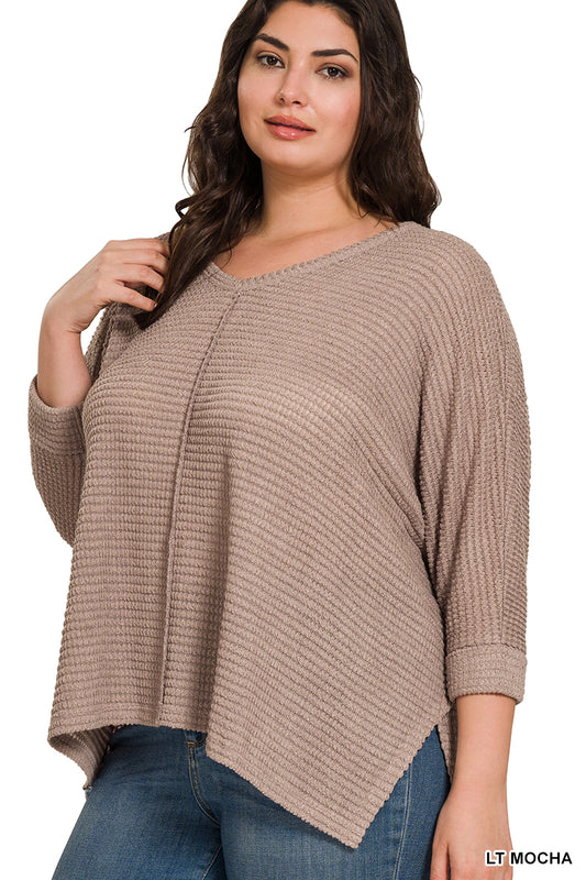 Mocha Curvy V-Neck Top