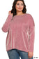 Curvy Long Sleeve Corded Pocket Top