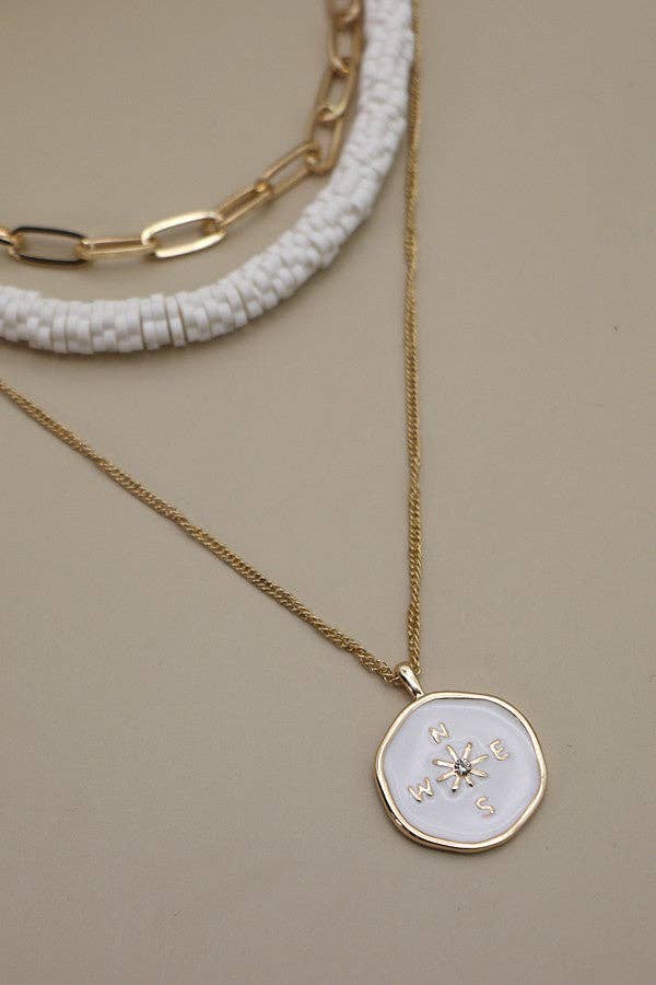 Triple Layer Compass Bead Necklace
