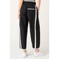 SPORTY STRIPE NYLON PULL ON BARREL LEG PANTS