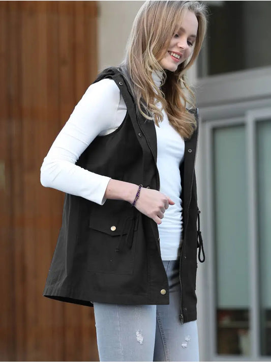 Drawstring Hoodie Vest