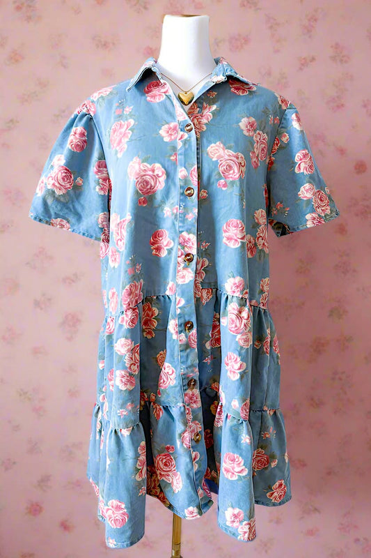 Clover Floral Denim Dress