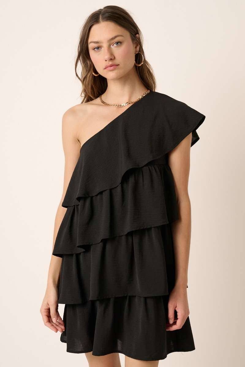 One Shoulder Tier Detail Dress