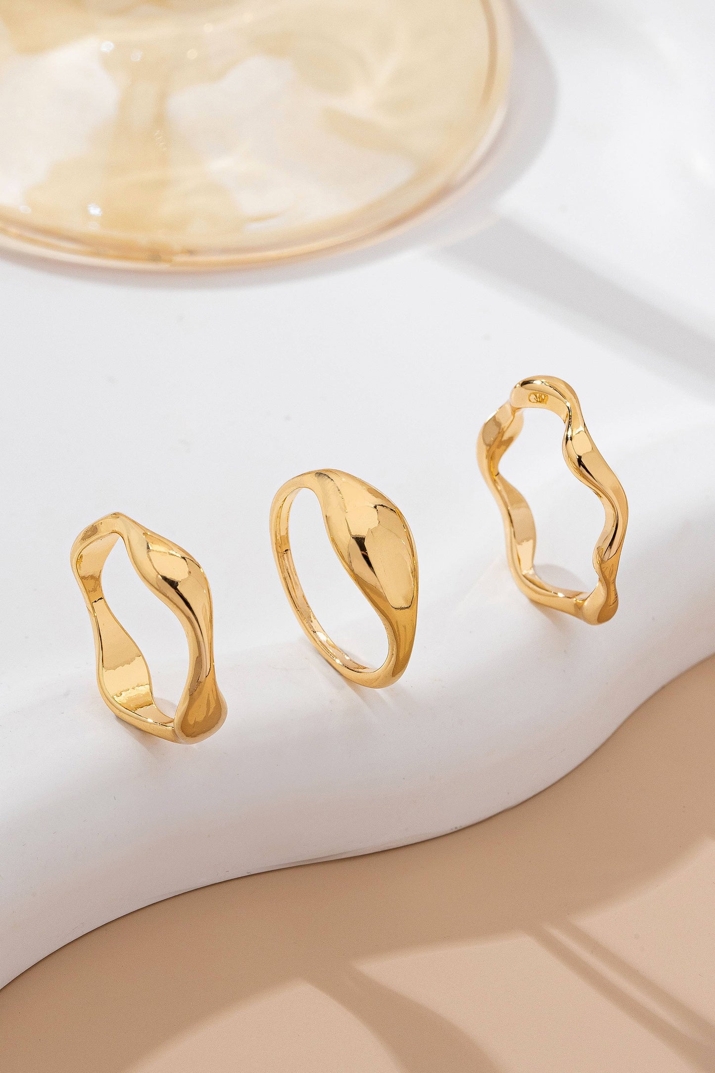 Multi-Band Statement Modern Stacked Wave Ring