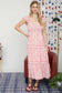 Stripe Floral Pattern Smocked Tiered Mini Dress