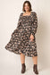 PLUS FLOWER PRINT SATIN MIDI DRESS