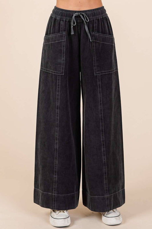 Mineral Wash Wide Leg Pants