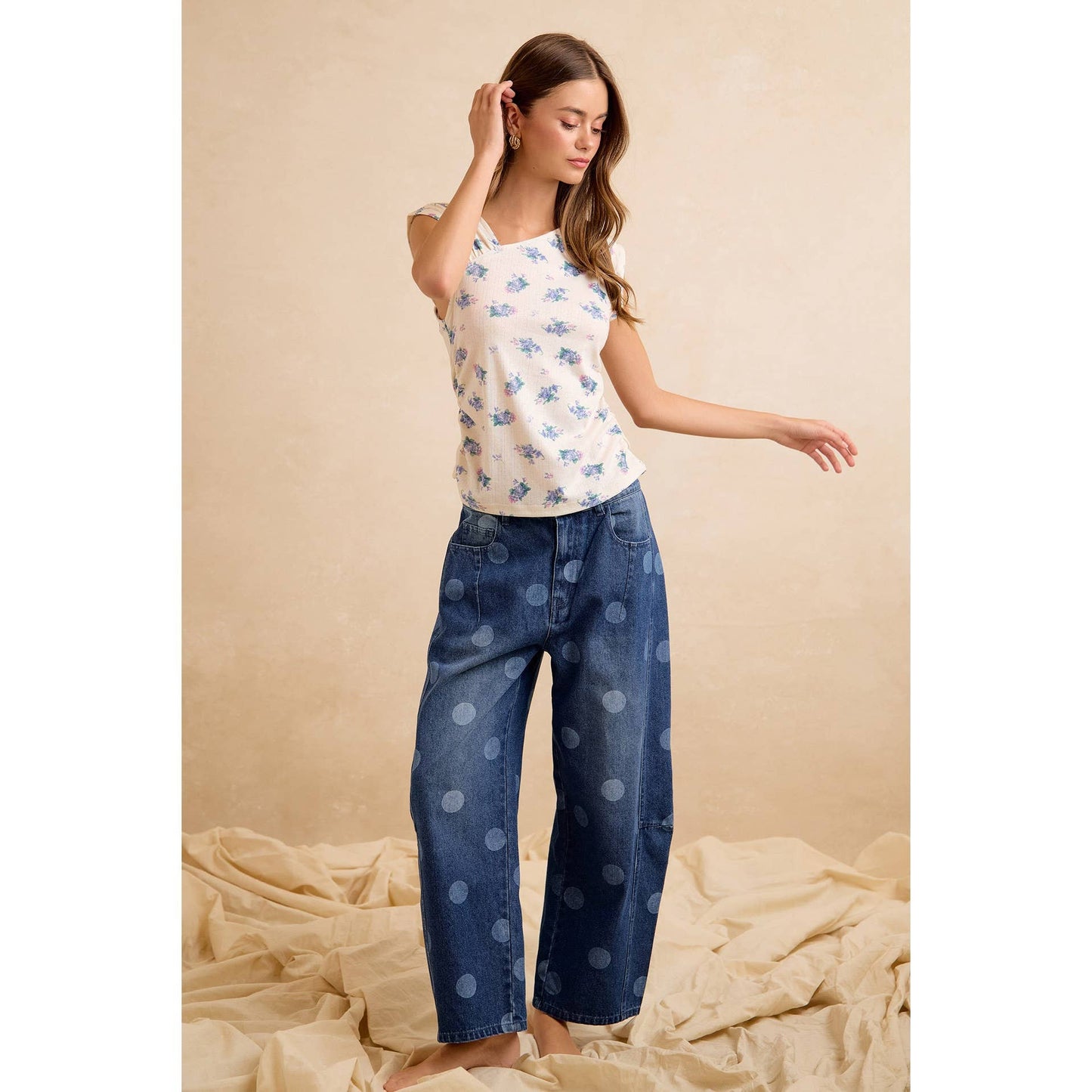 Polka Dot Barrel Jeans