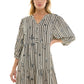 STRIPE FLORAL PEASANT MIDI DRESS