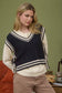 CONTRAST LINE TRIM SIDE TIE KNIT SWEATER VEST