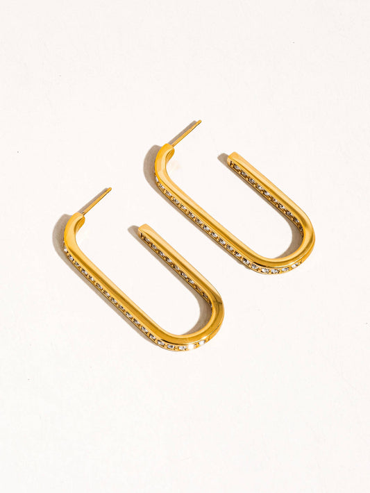 Belmont Gold U Hoop CZ Earring