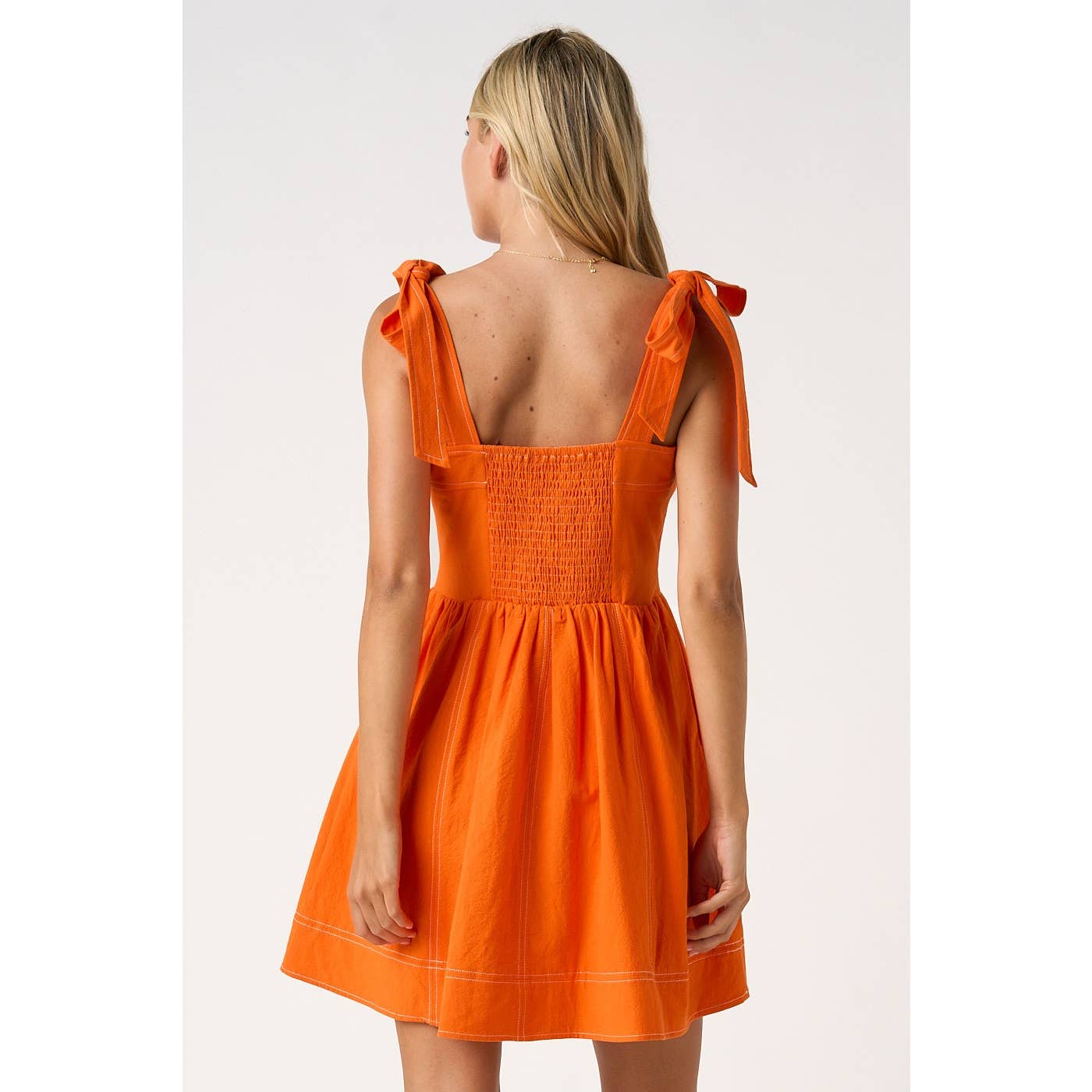 Stitch Tie Shoulder Mini Dress
