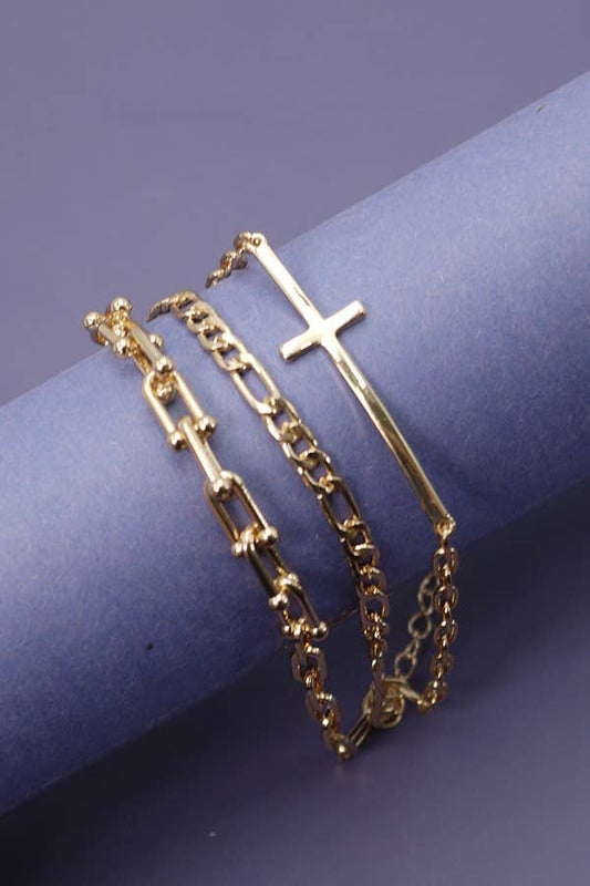 Triple Multi Bracelet with Cross